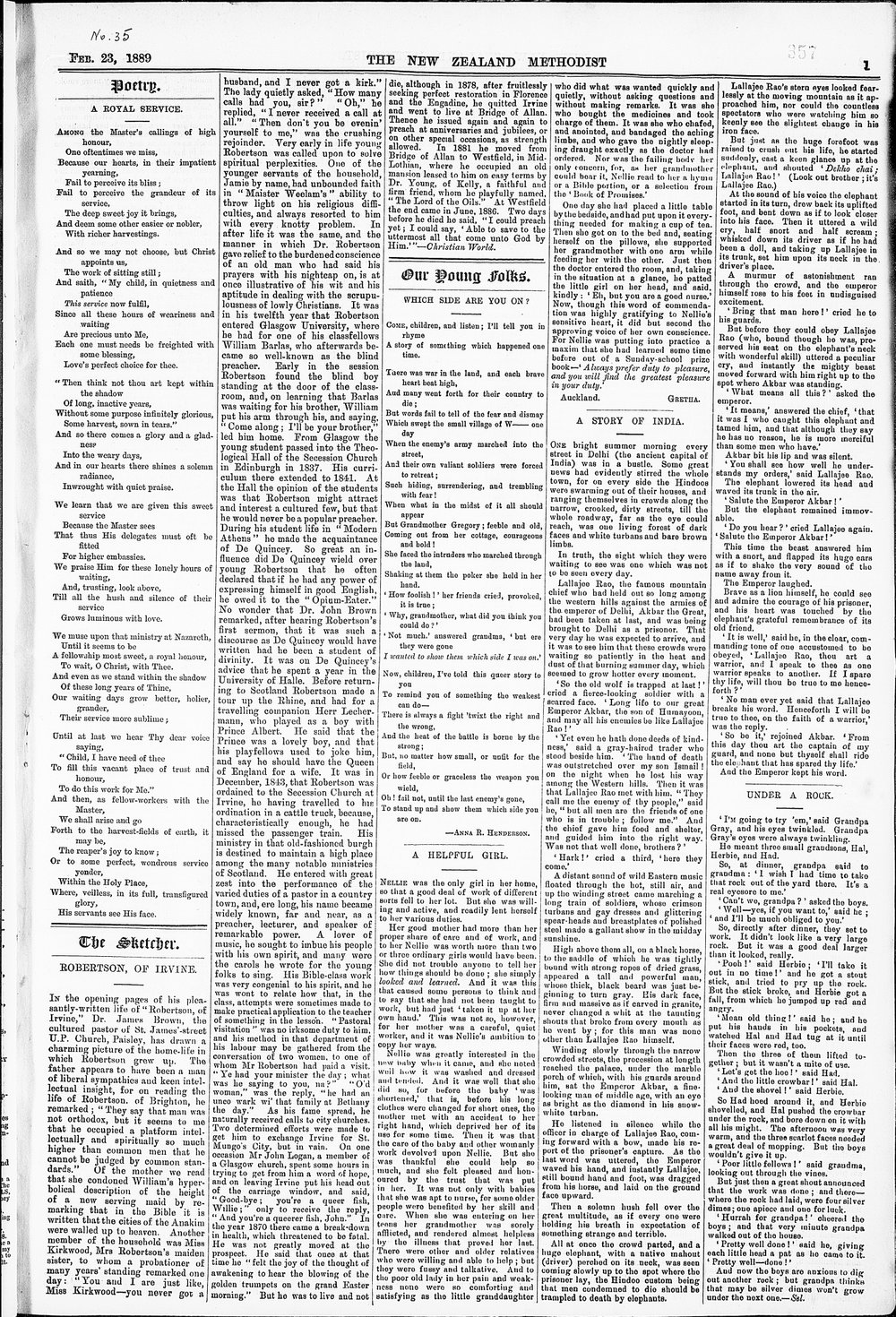 The New Zealand Methodist Times: 23rd February 1889