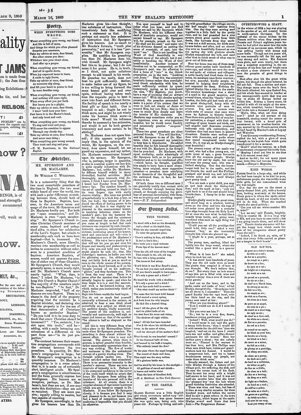 The New Zealand Methodist Times: 16th March 1889