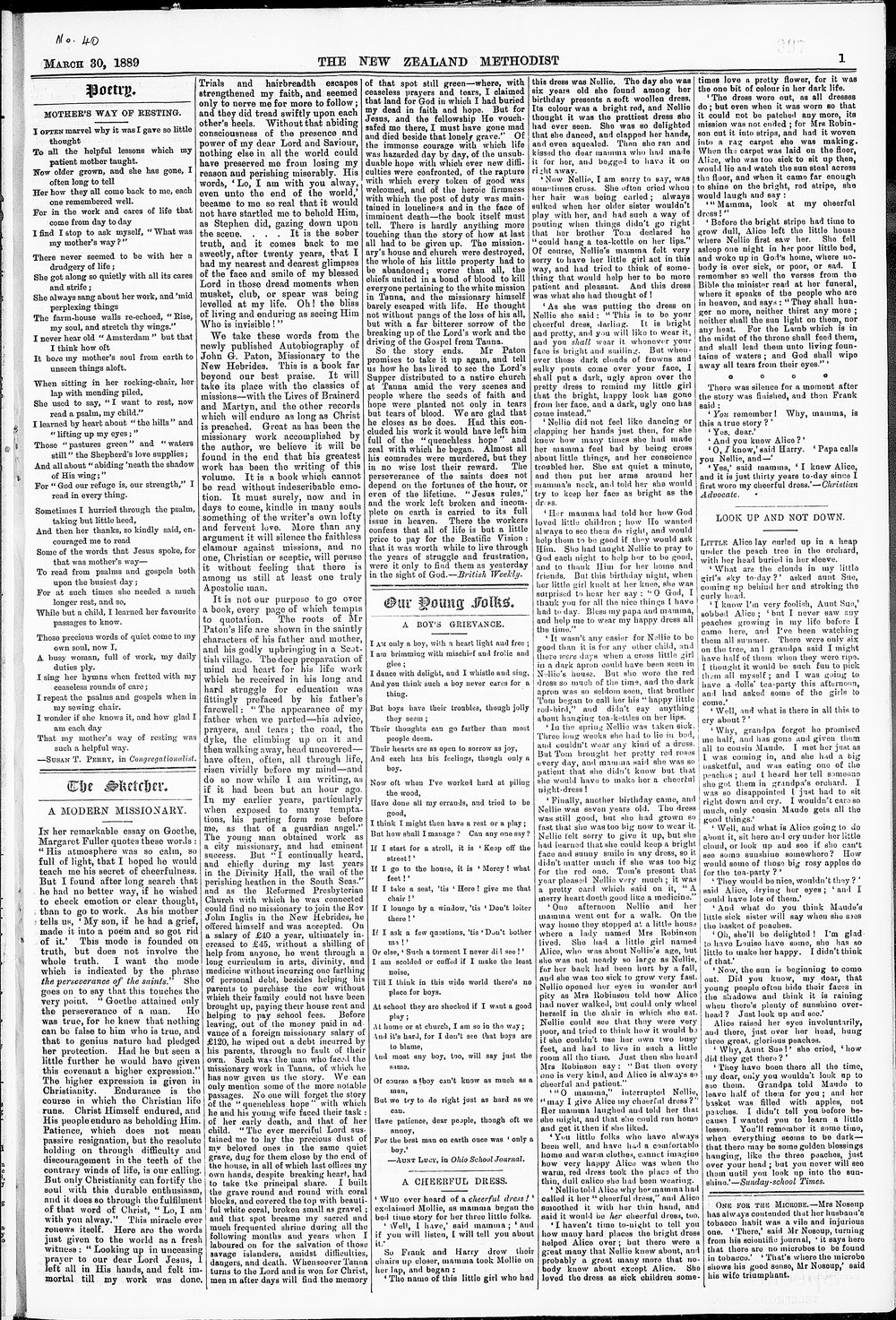 The New Zealand Methodist Times: 30th March 1889