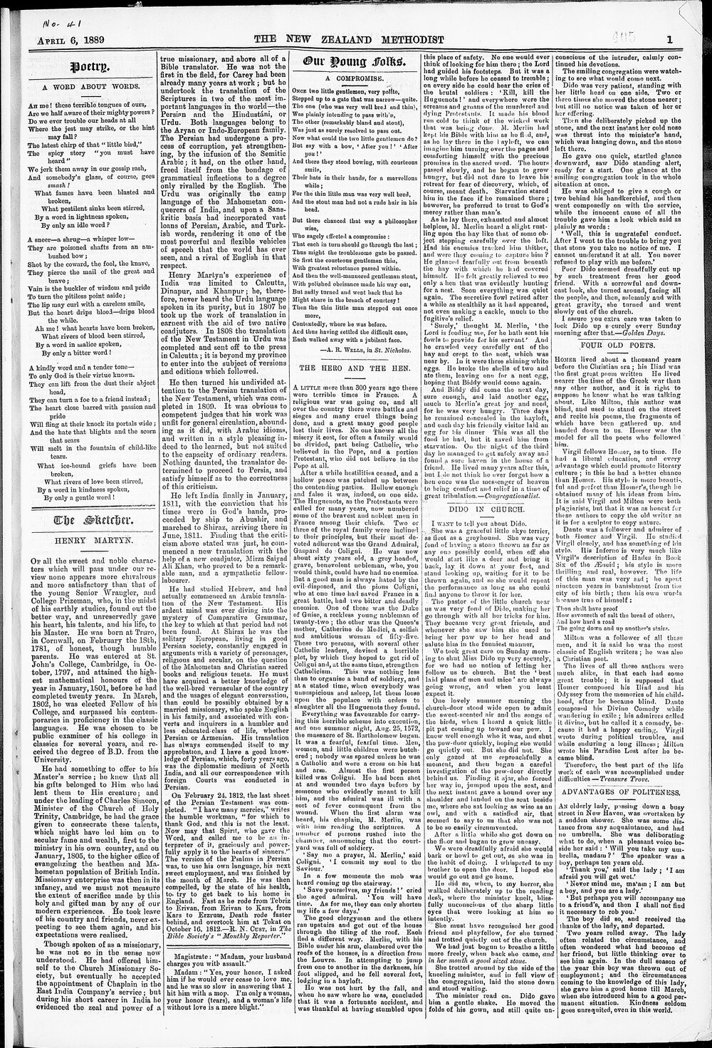 The New Zealand Methodist Times: 6th April 1889
