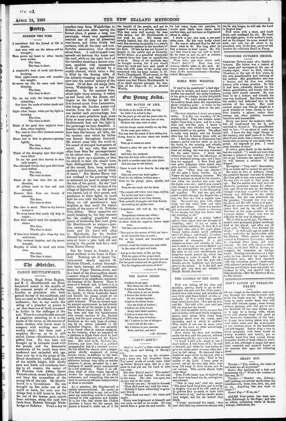 The New Zealand Methodist Times: 13th April 1889