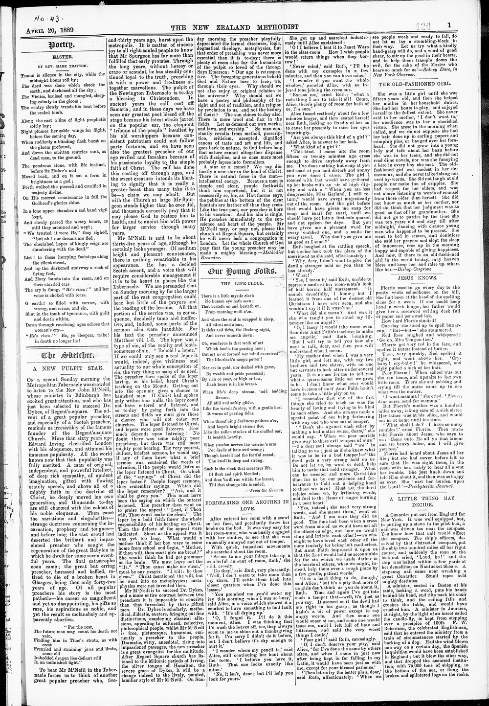 The New Zealand Methodist Times: 20th April 1889