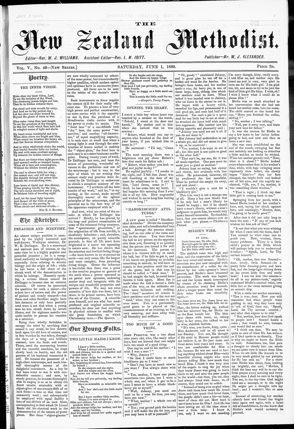 The New Zealand Methodist Times: 1st June 1889