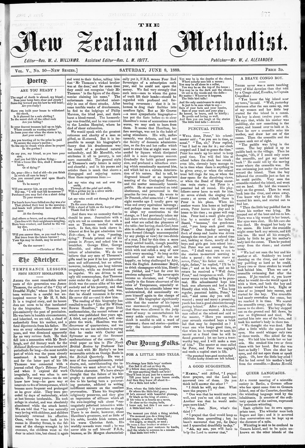 The New Zealand Methodist Times: 8th June 1889