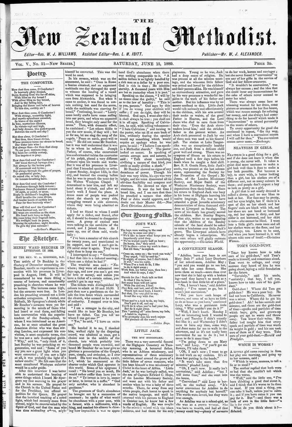 The New Zealand Methodist Times: 15th June 1889