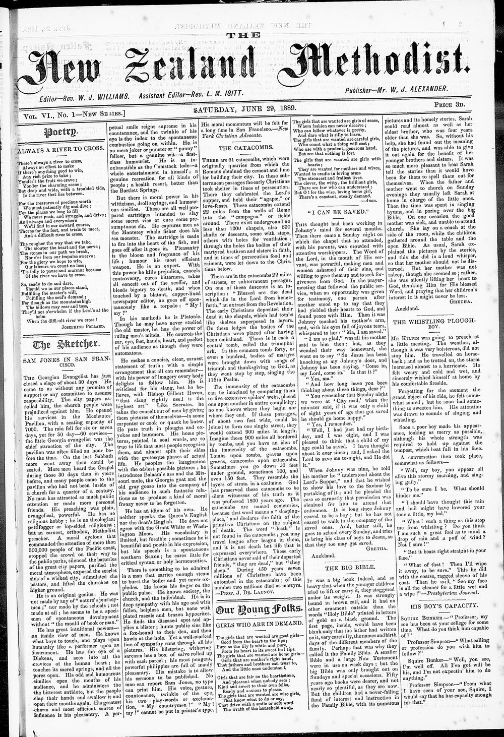 The New Zealand Methodist Times: 29th June 1889