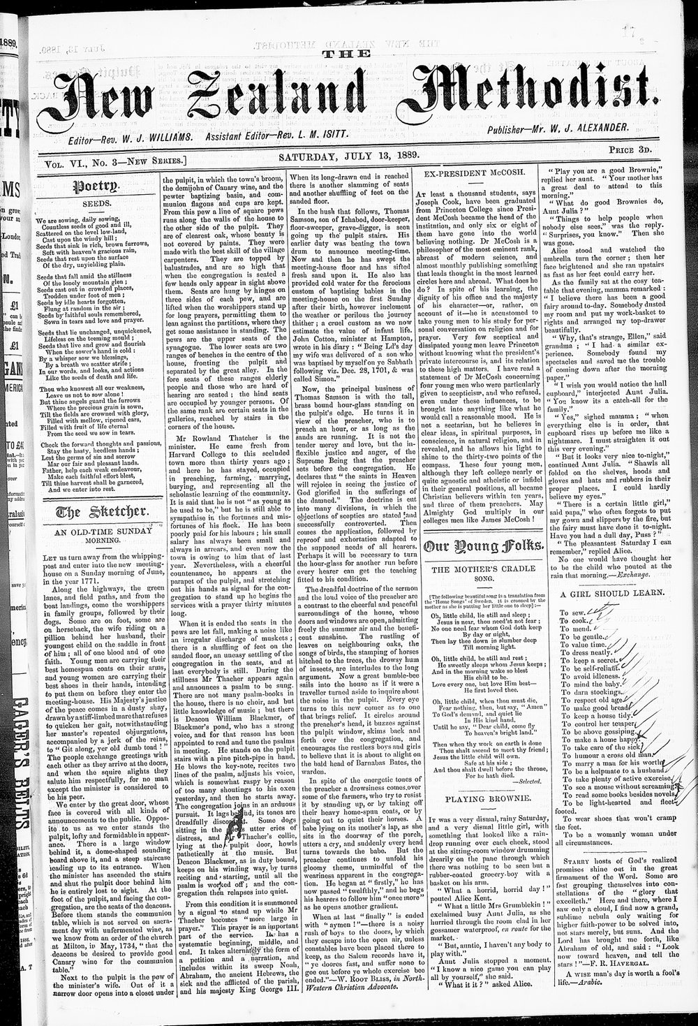 The New Zealand Methodist Times: 13th July 1889
