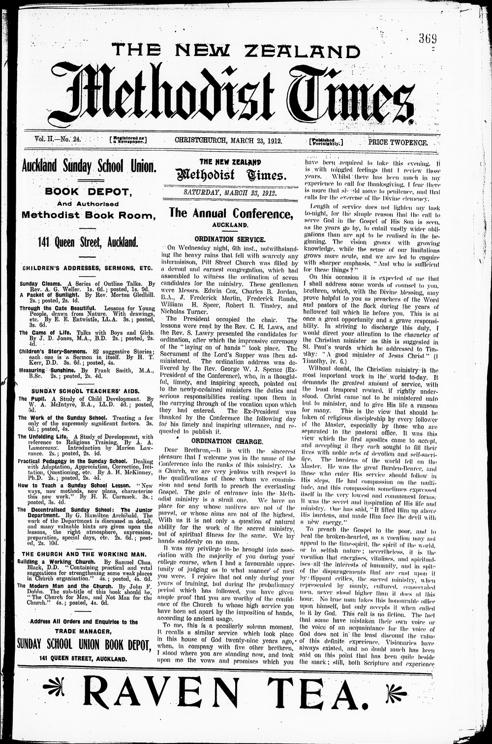 The New Zealand Methodist Times: 23rd March 1912