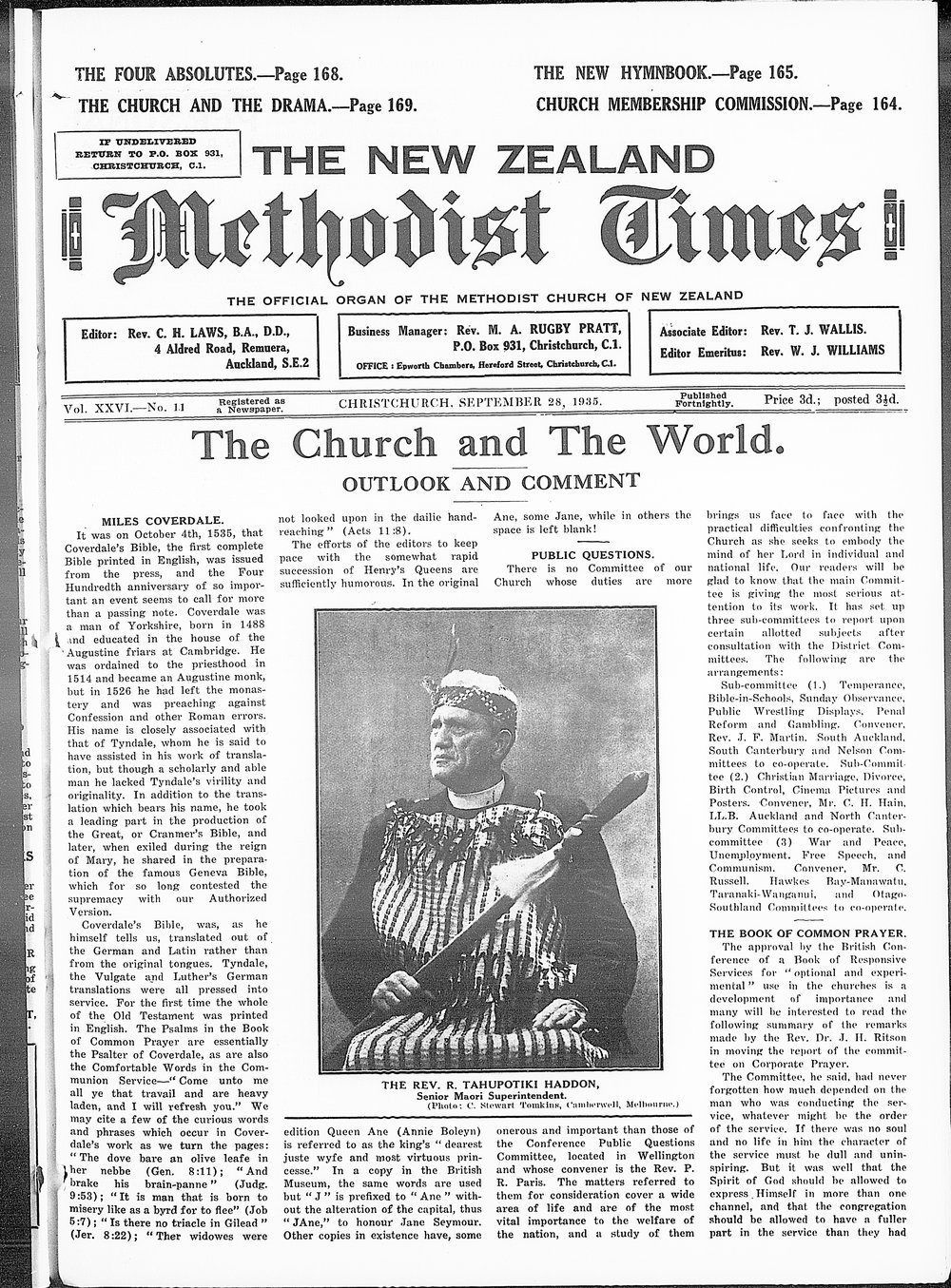 The New Zealand Methodist Times: 28th September 1935