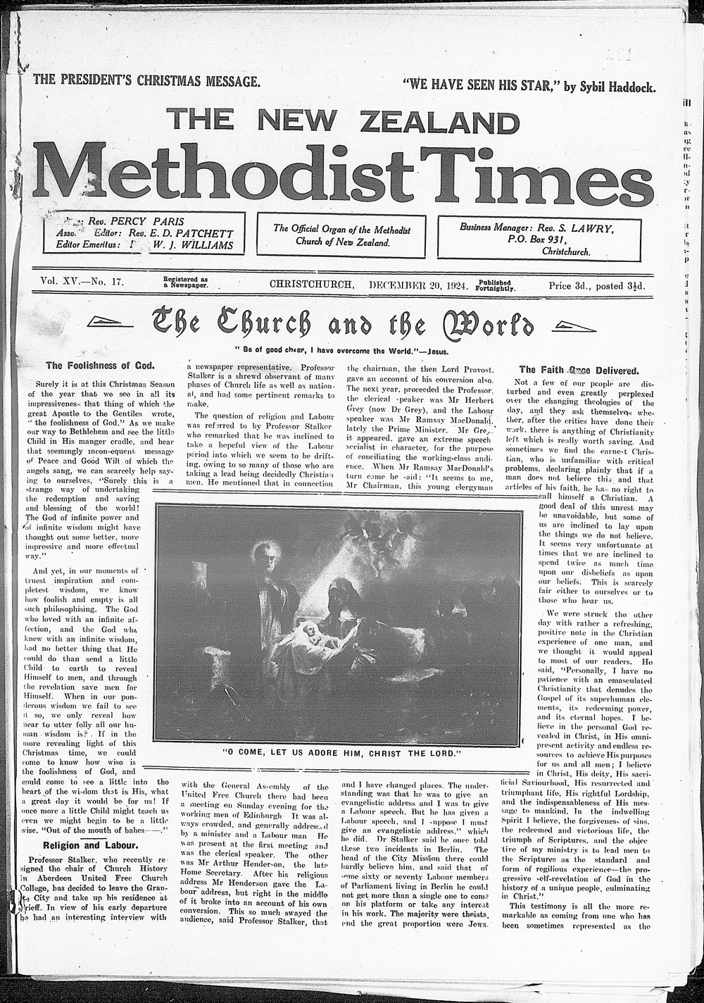 The New Zealand Methodist Times: 20th December 1924