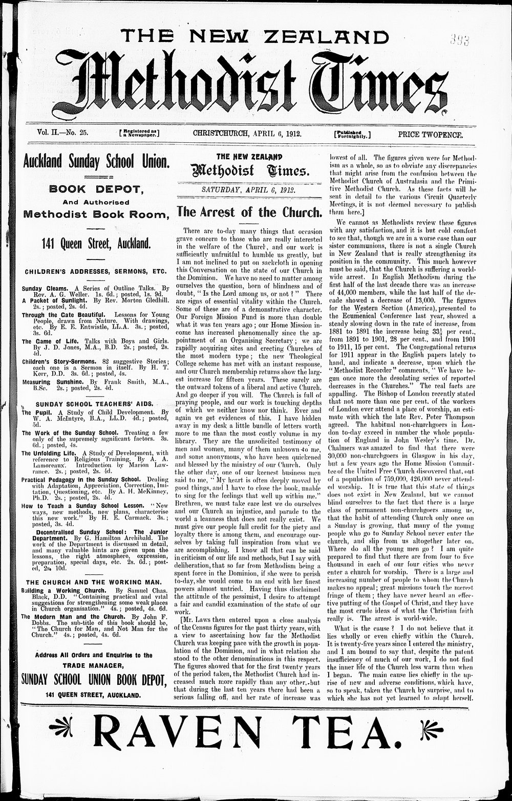 The New Zealand Methodist Times: 6th April 1912