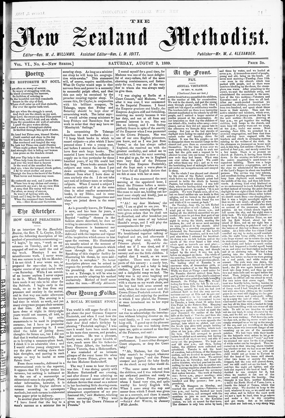The New Zealand Methodist Times: 3rd August 1889