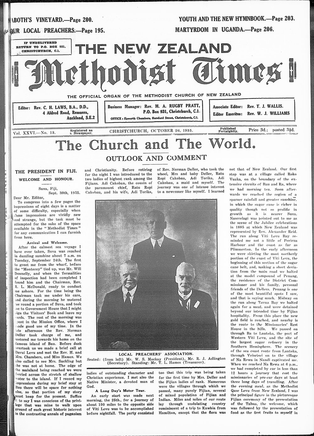The New Zealand Methodist Times: 26th October 1935