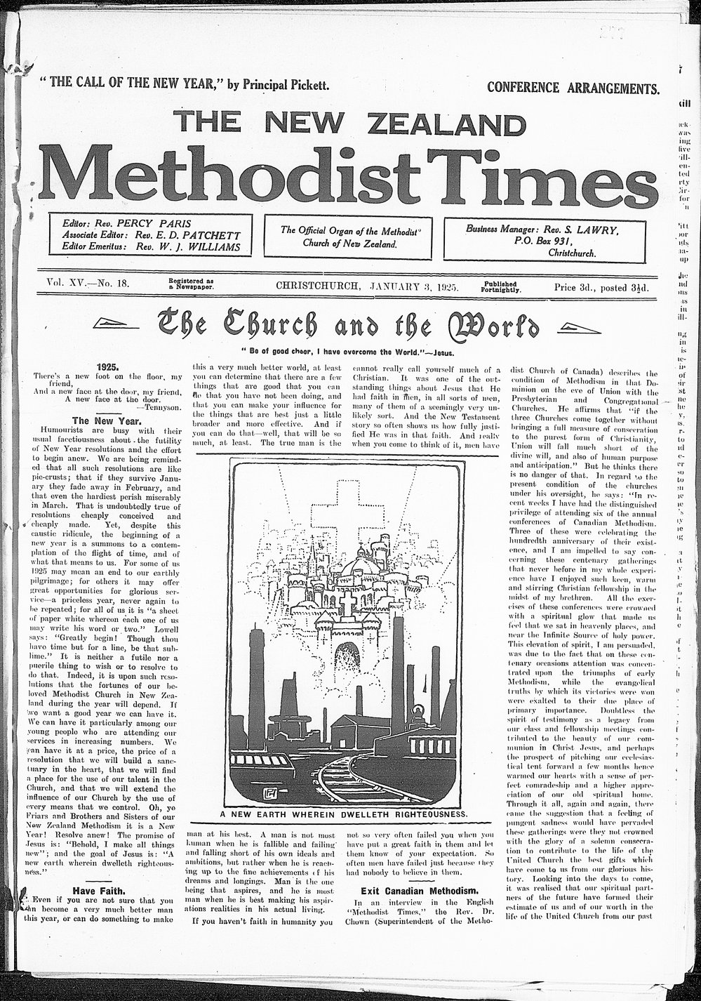 The New Zealand Methodist Times: 3rd January 1925