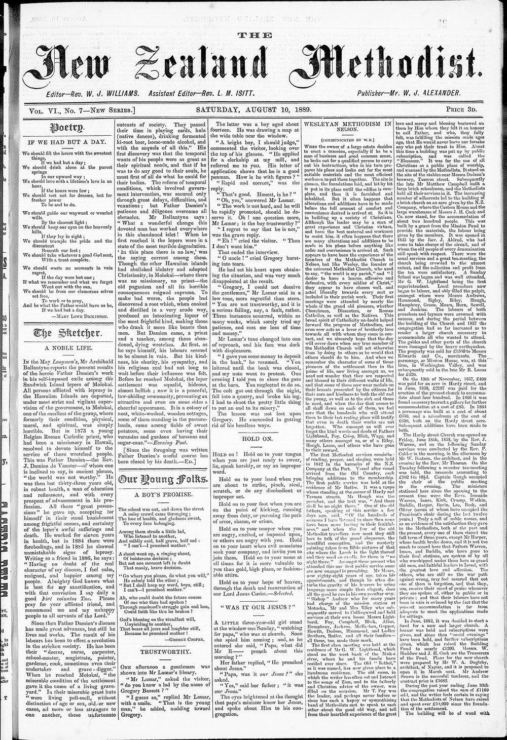 The New Zealand Methodist Times: 10th August 1889