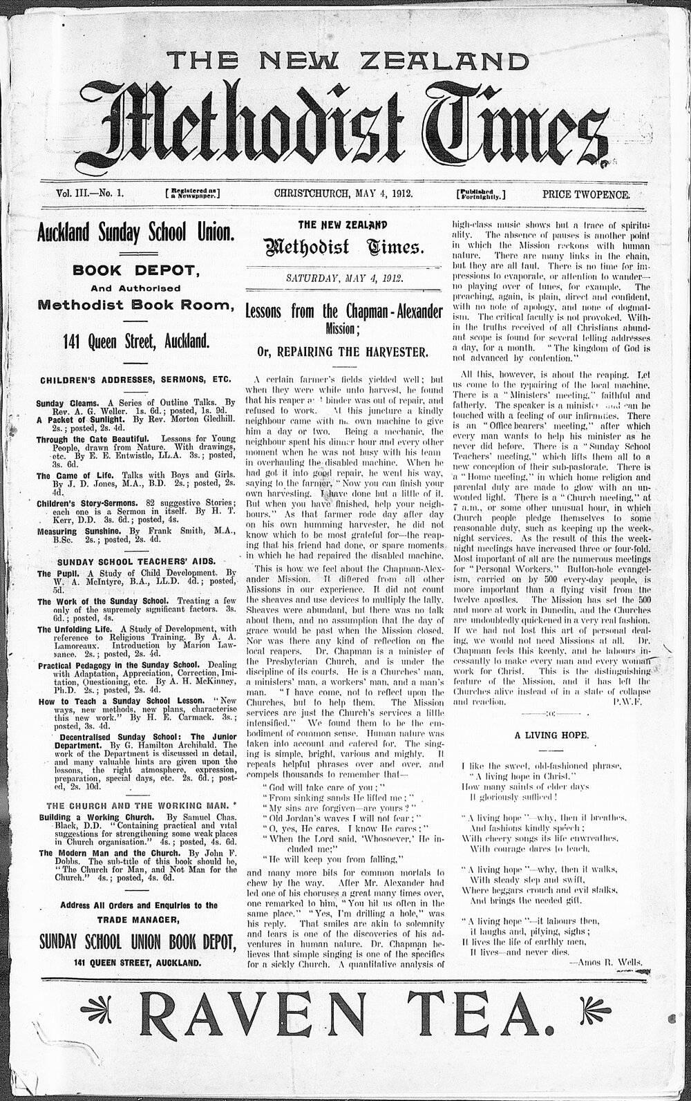 The New Zealand Methodist Times: 4th May 1912