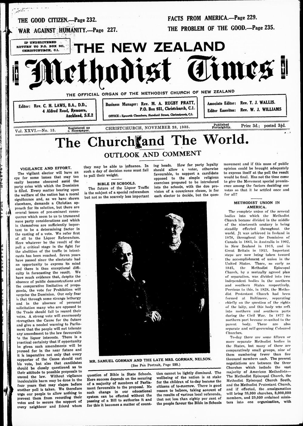 The New Zealand Methodist Times: 23rd November 1935