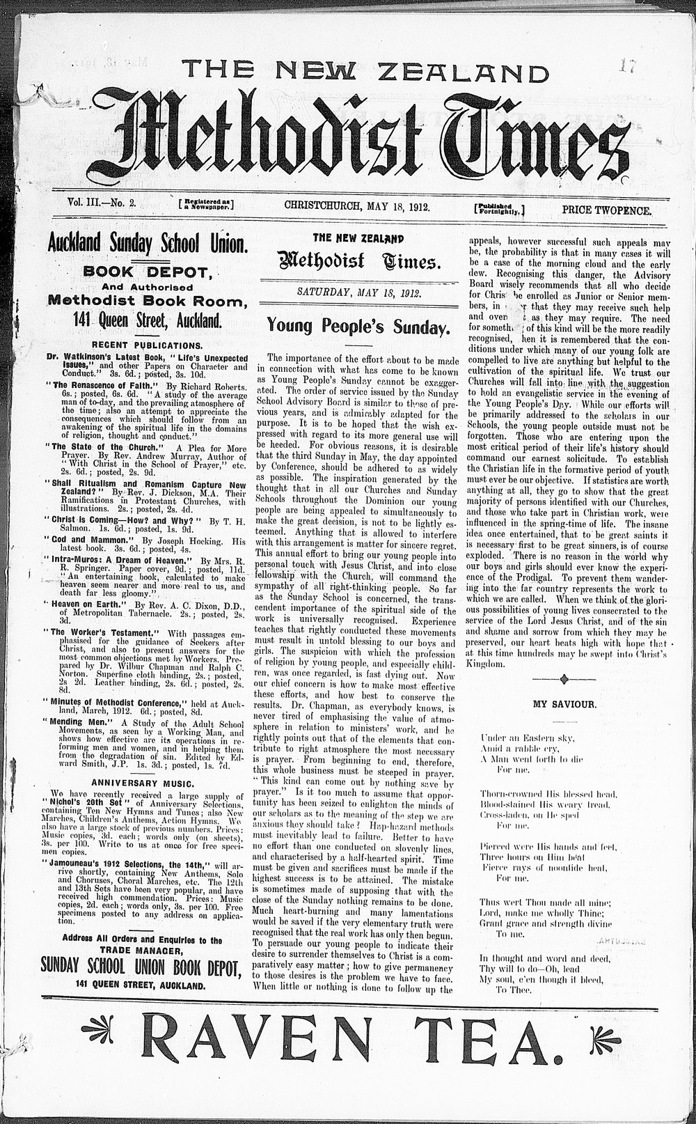 The New Zealand Methodist Times: 18th May 1912