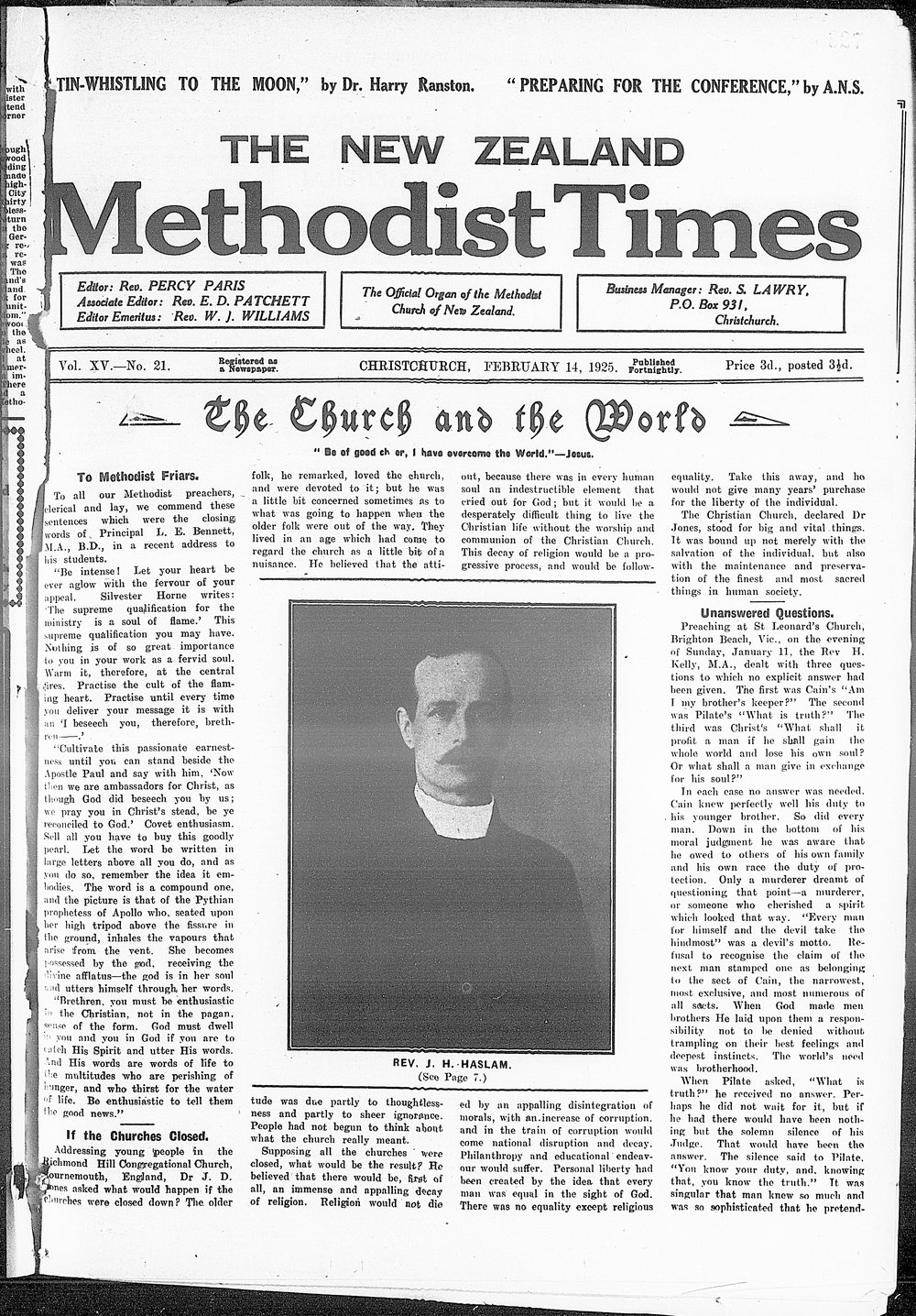 The New Zealand Methodist Times: 14th February 1925