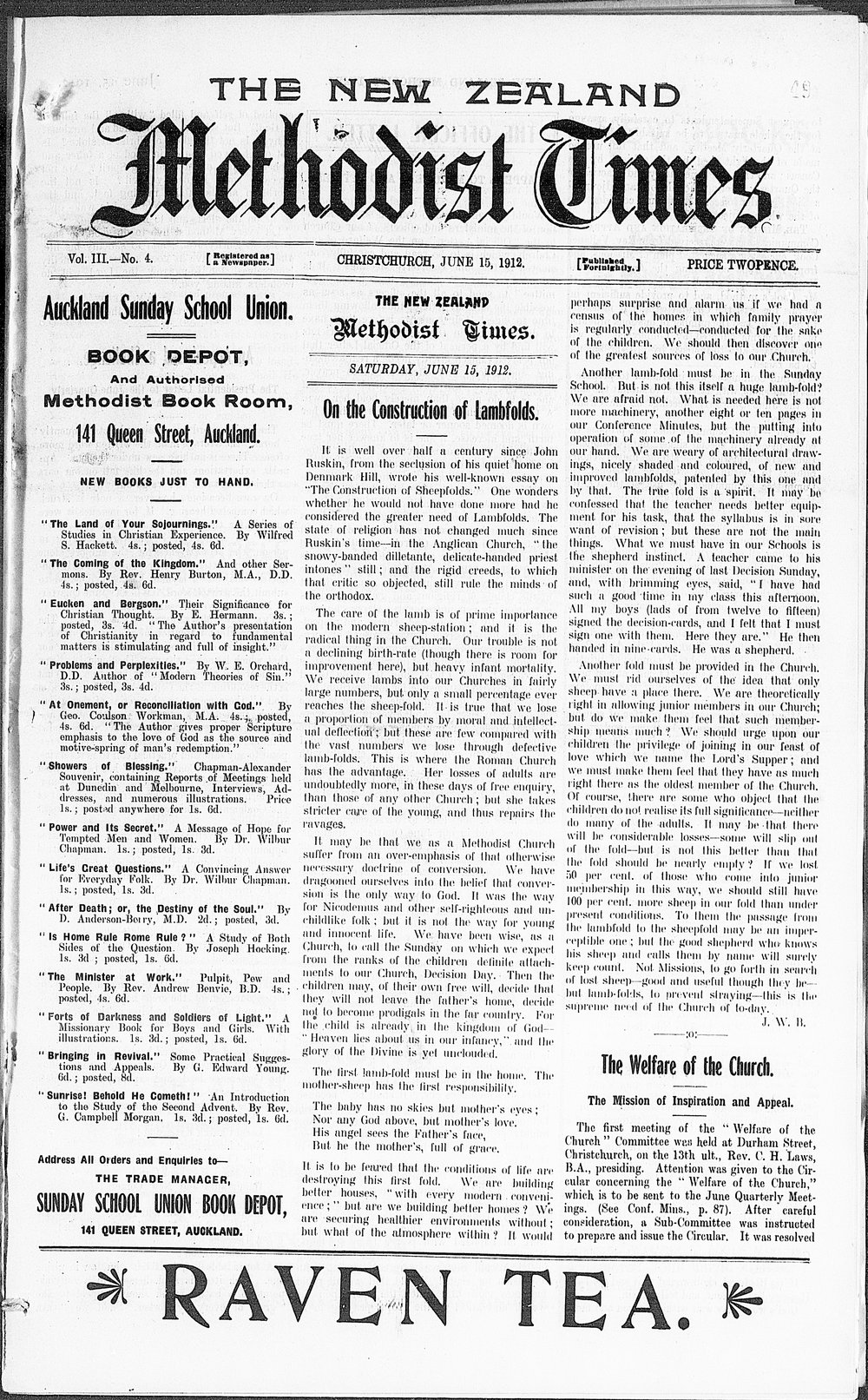 The New Zealand Methodist Times: 15th June 1912