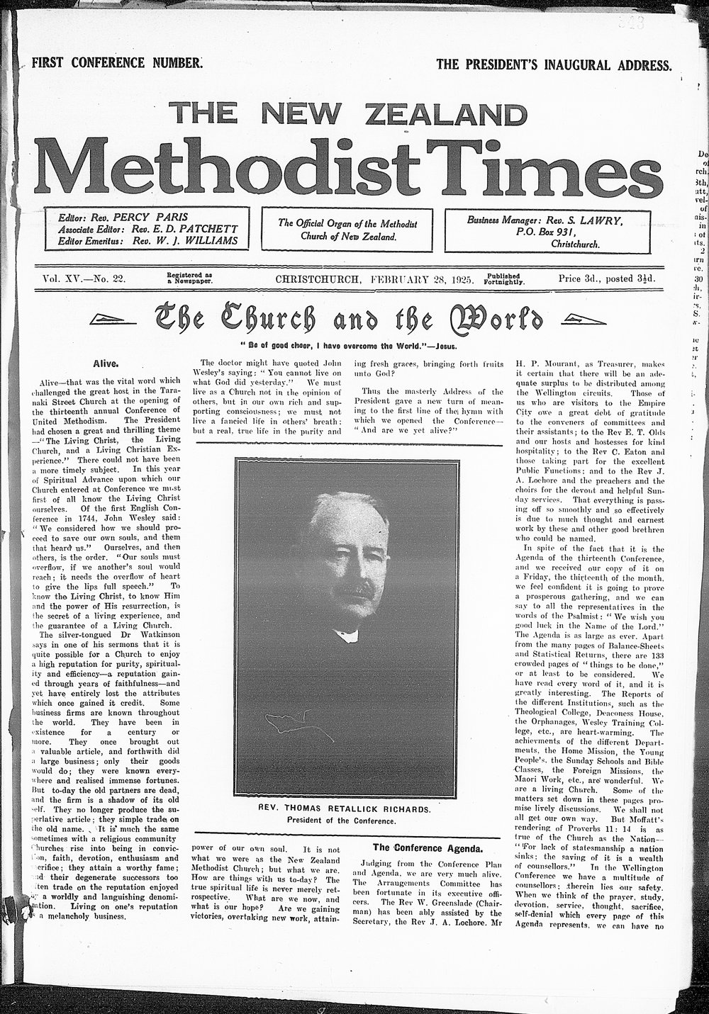 The New Zealand Methodist Times: 28th February 1925
