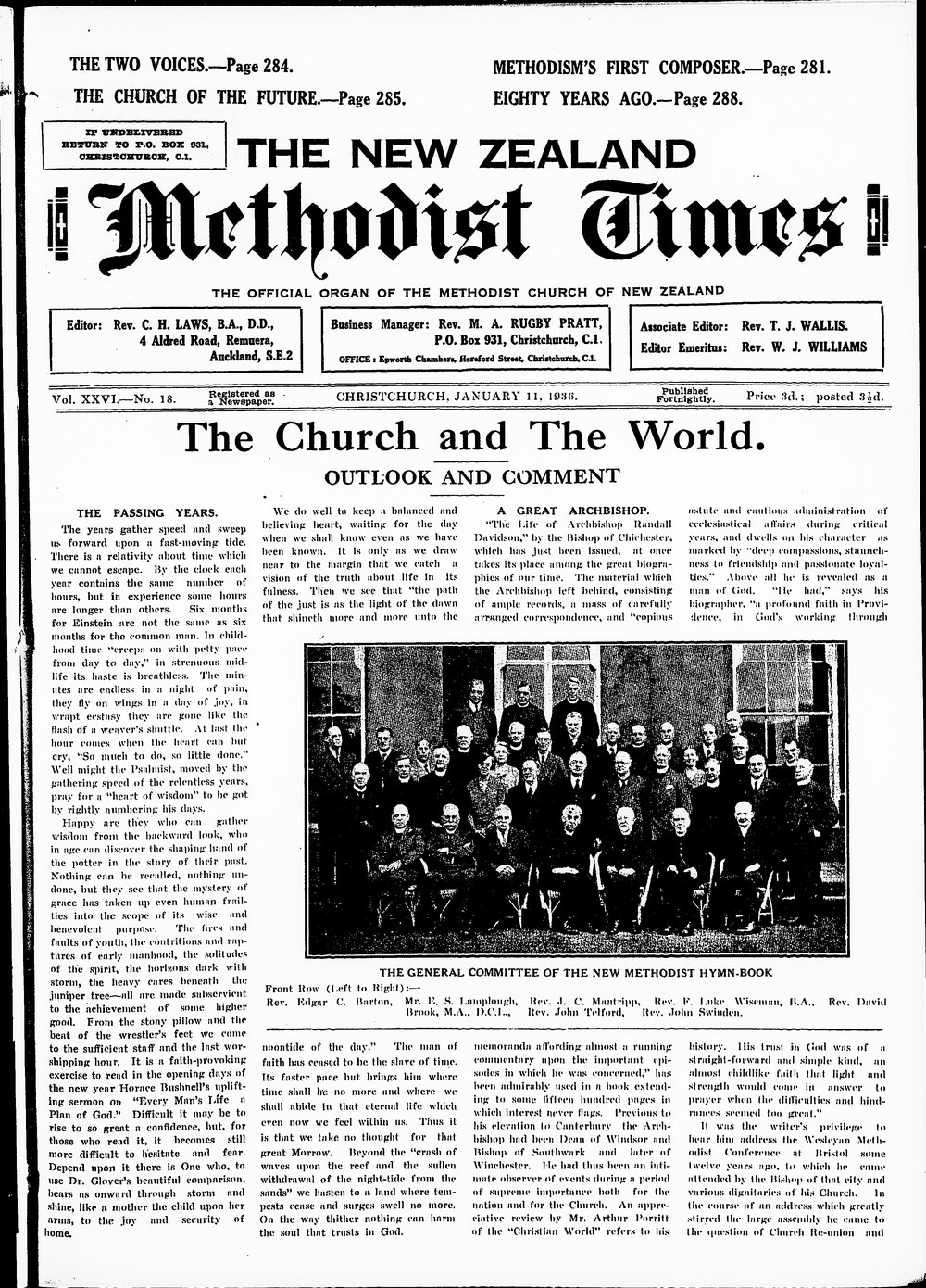 The New Zealand Methodist Times: 11th January 1936