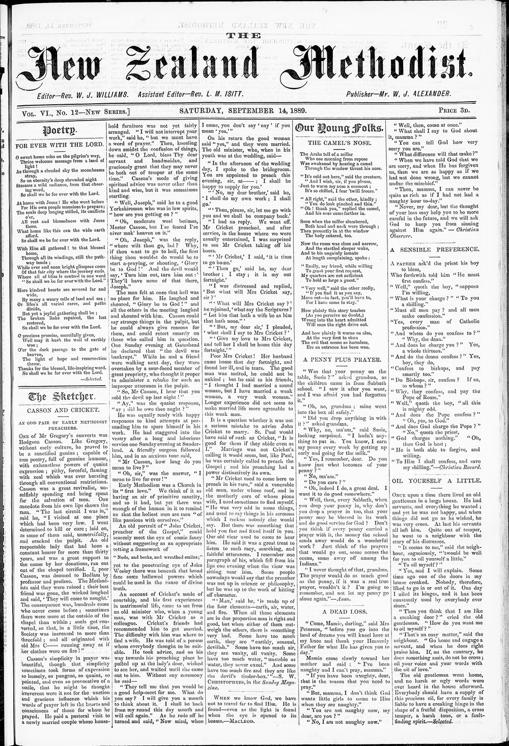 The New Zealand Methodist Times: 14th September 1889