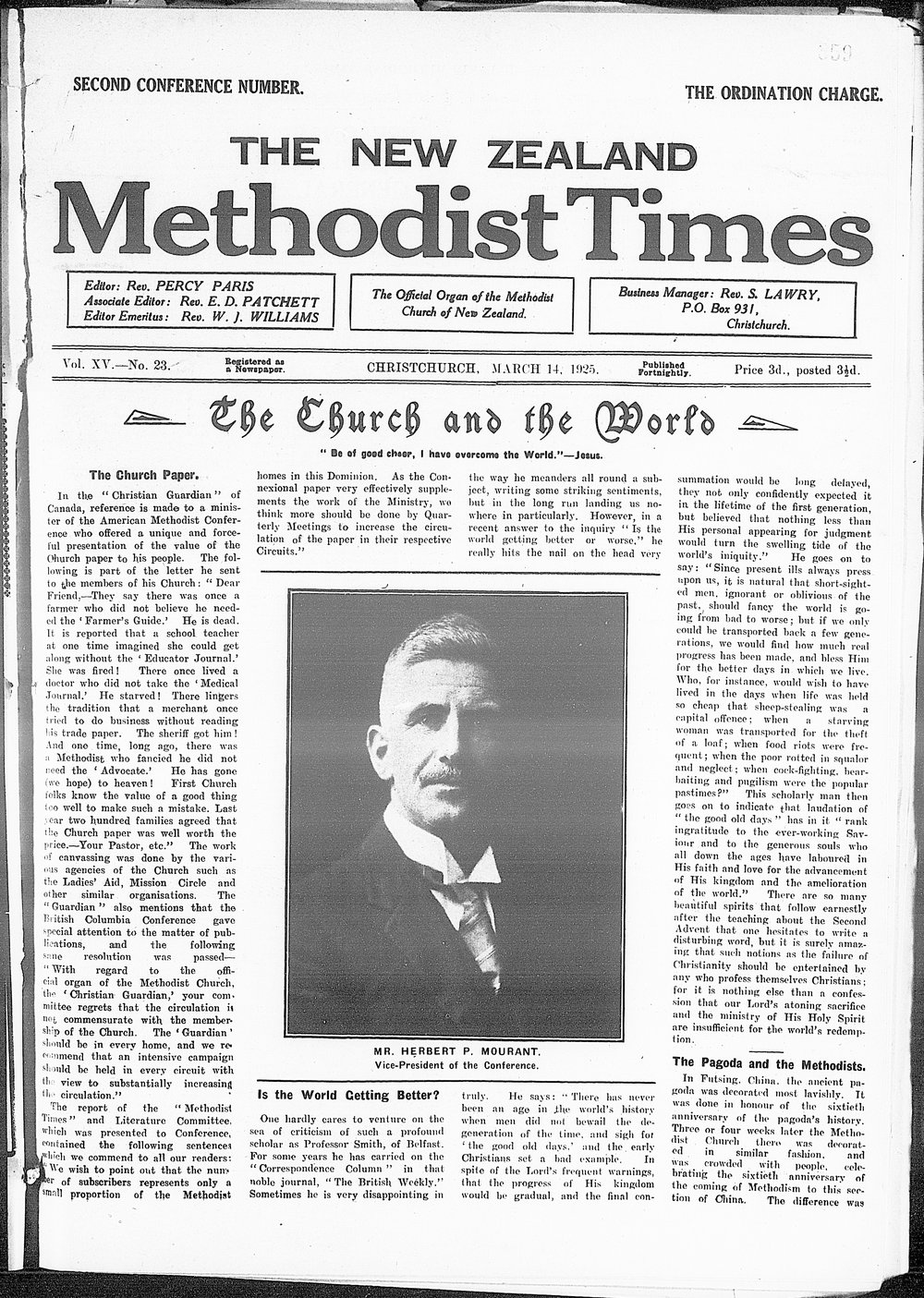 The New Zealand Methodist Times: 14th March 1925