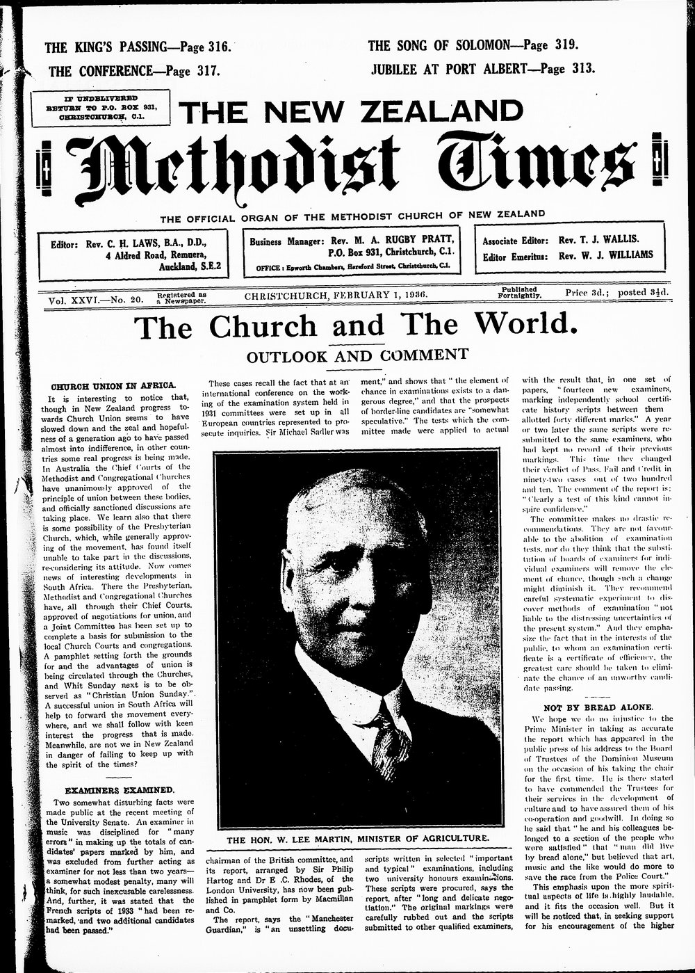 The New Zealand Methodist Times: 1st February 1936