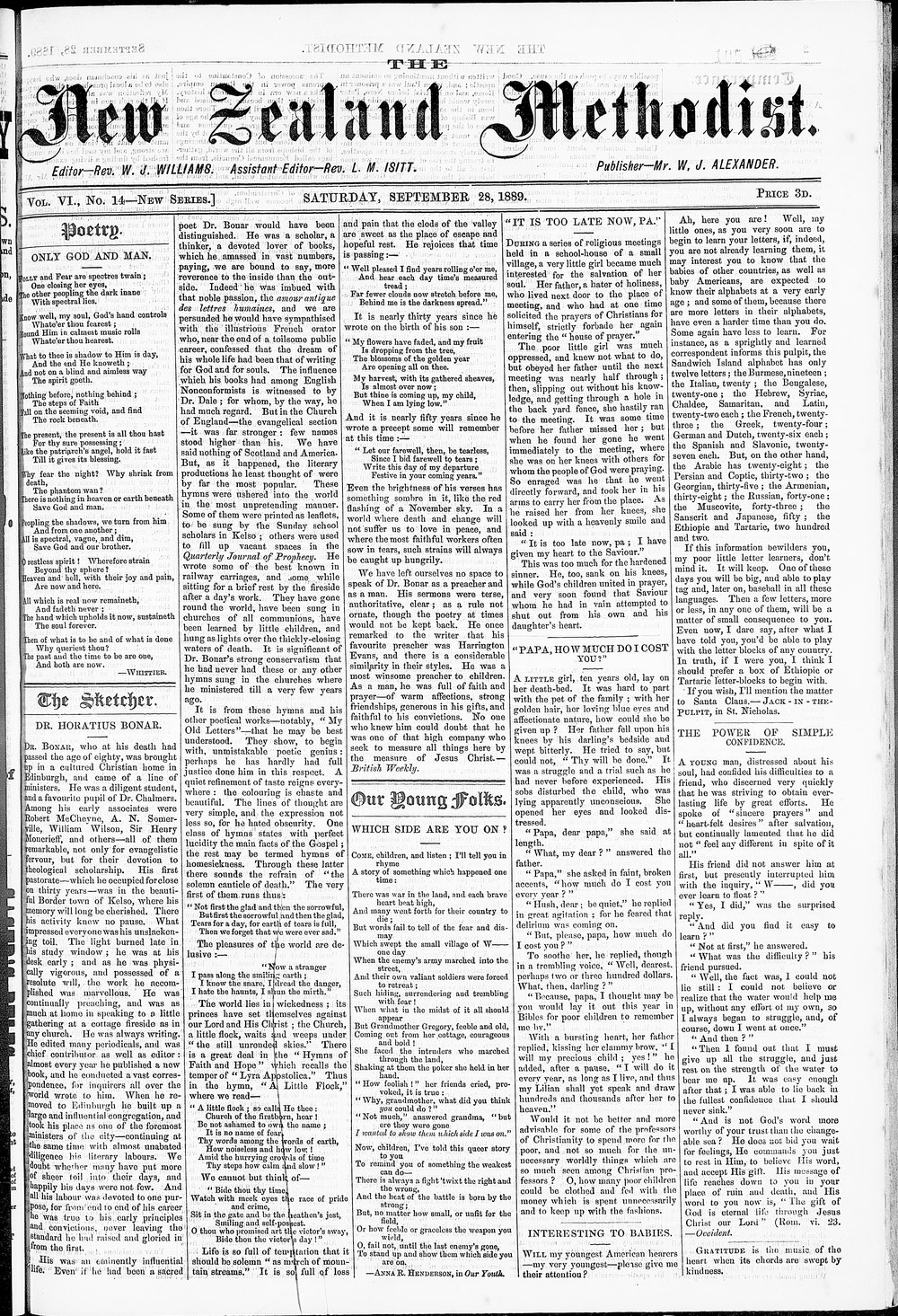 The New Zealand Methodist Times: 28th September 1889