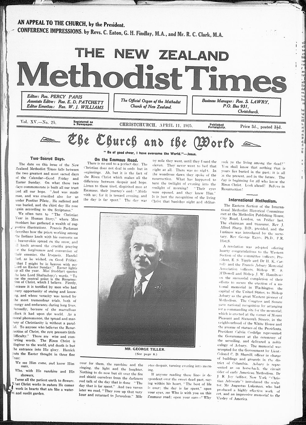 The New Zealand Methodist Times: 11th April 1925
