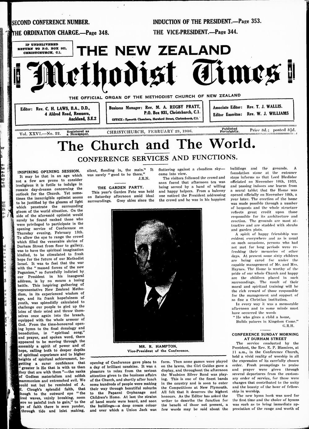 The New Zealand Methodist Times: 29th February 1936