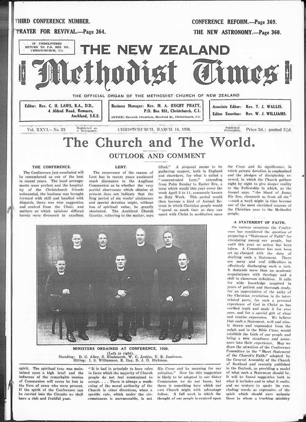 The New Zealand Methodist Times: 14th March 1936