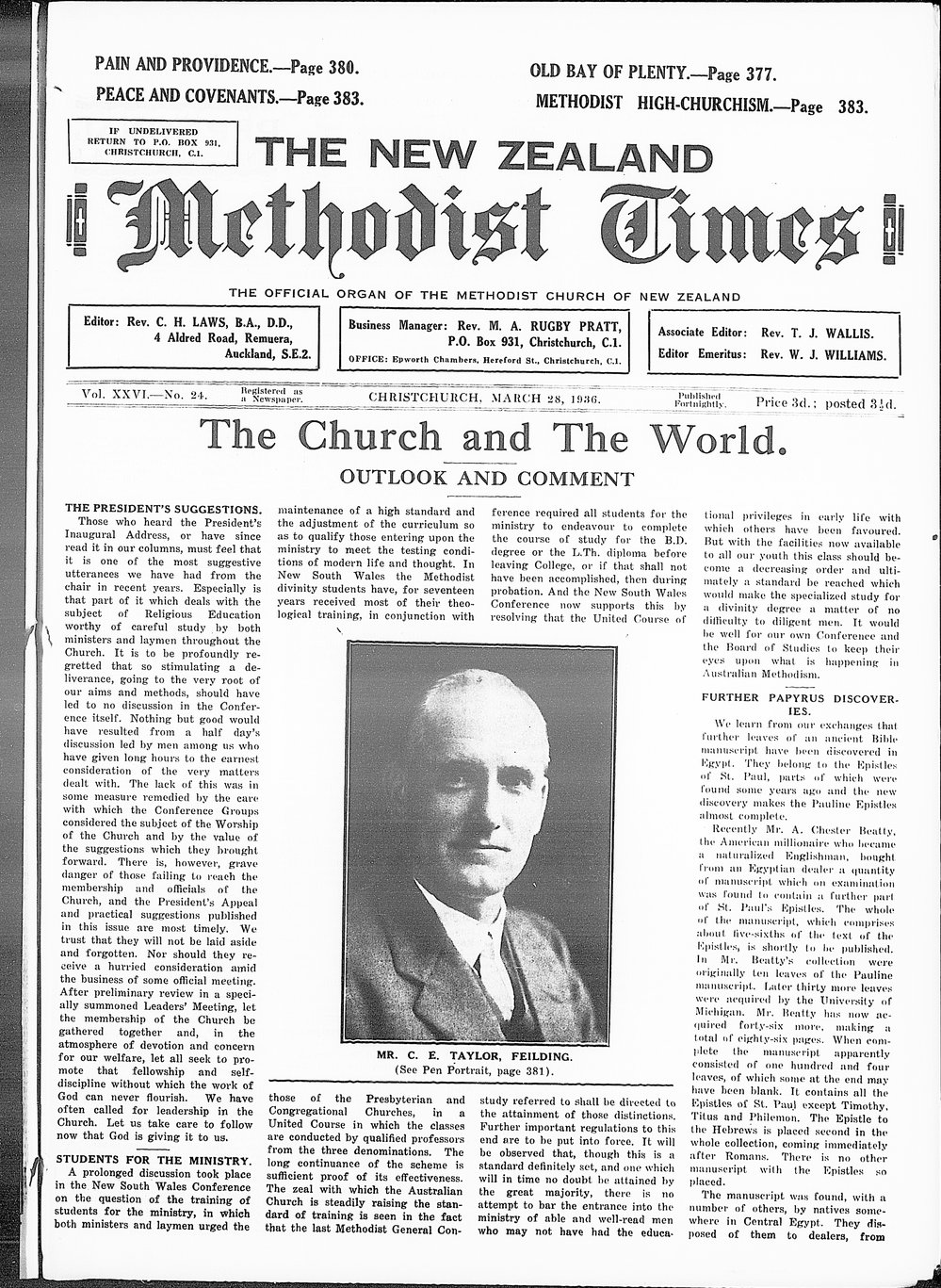 The New Zealand Methodist Times: 28th March 1936