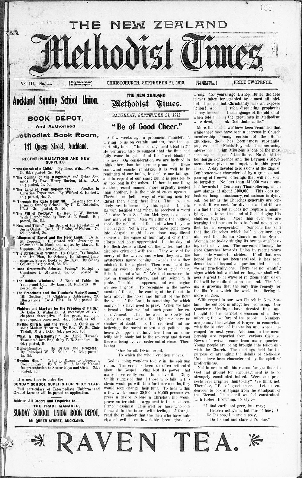 The New Zealand Methodist Times: 21st September 1912