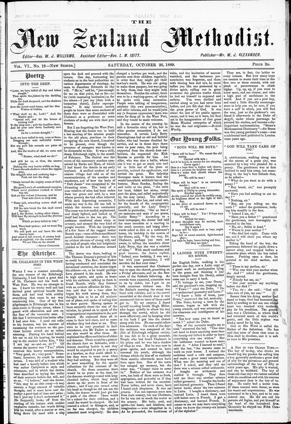 The New Zealand Methodist Times: 26th October 1889
