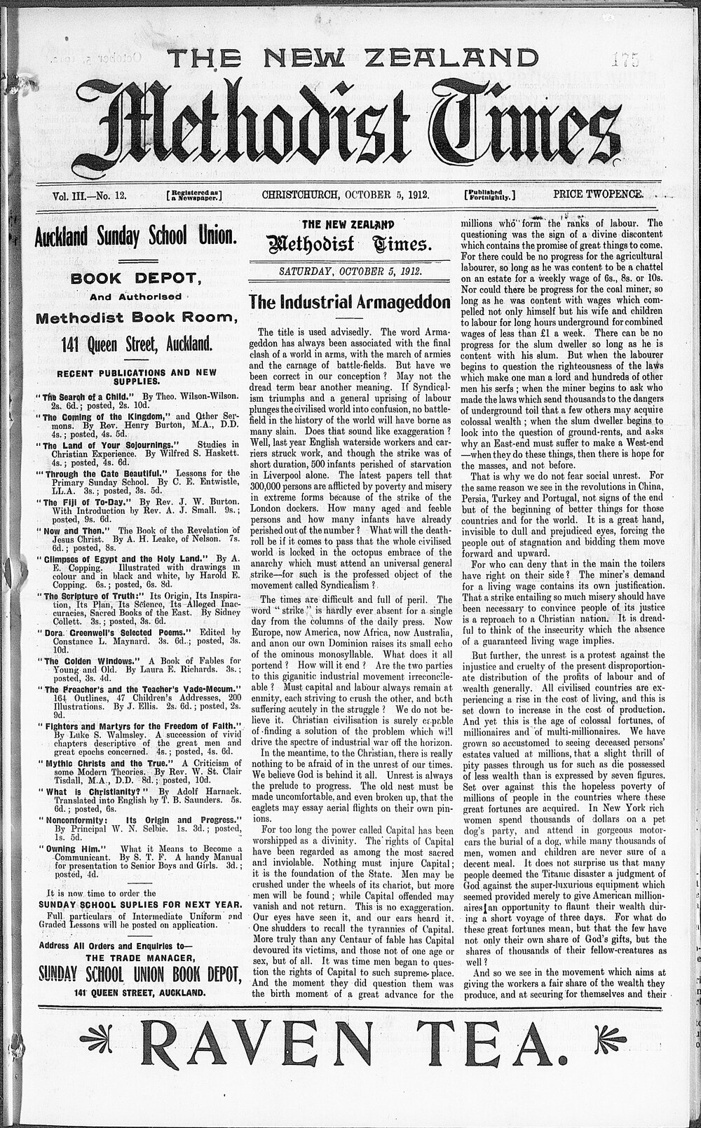 The New Zealand Methodist Times: 5th October 1912