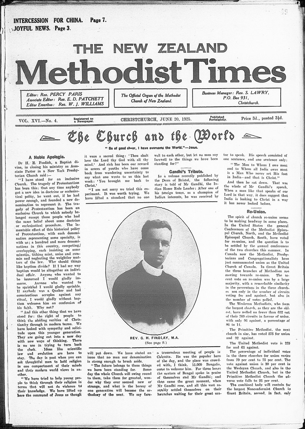The New Zealand Methodist Times: 20th June 1925