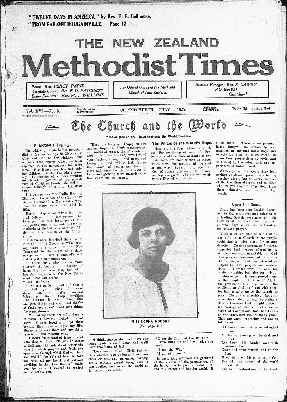 The New Zealand Methodist Times: 4th July 1925