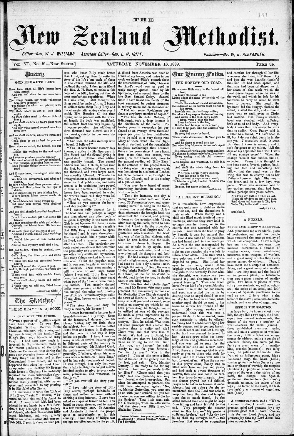 The New Zealand Methodist Times: 16th November 1889