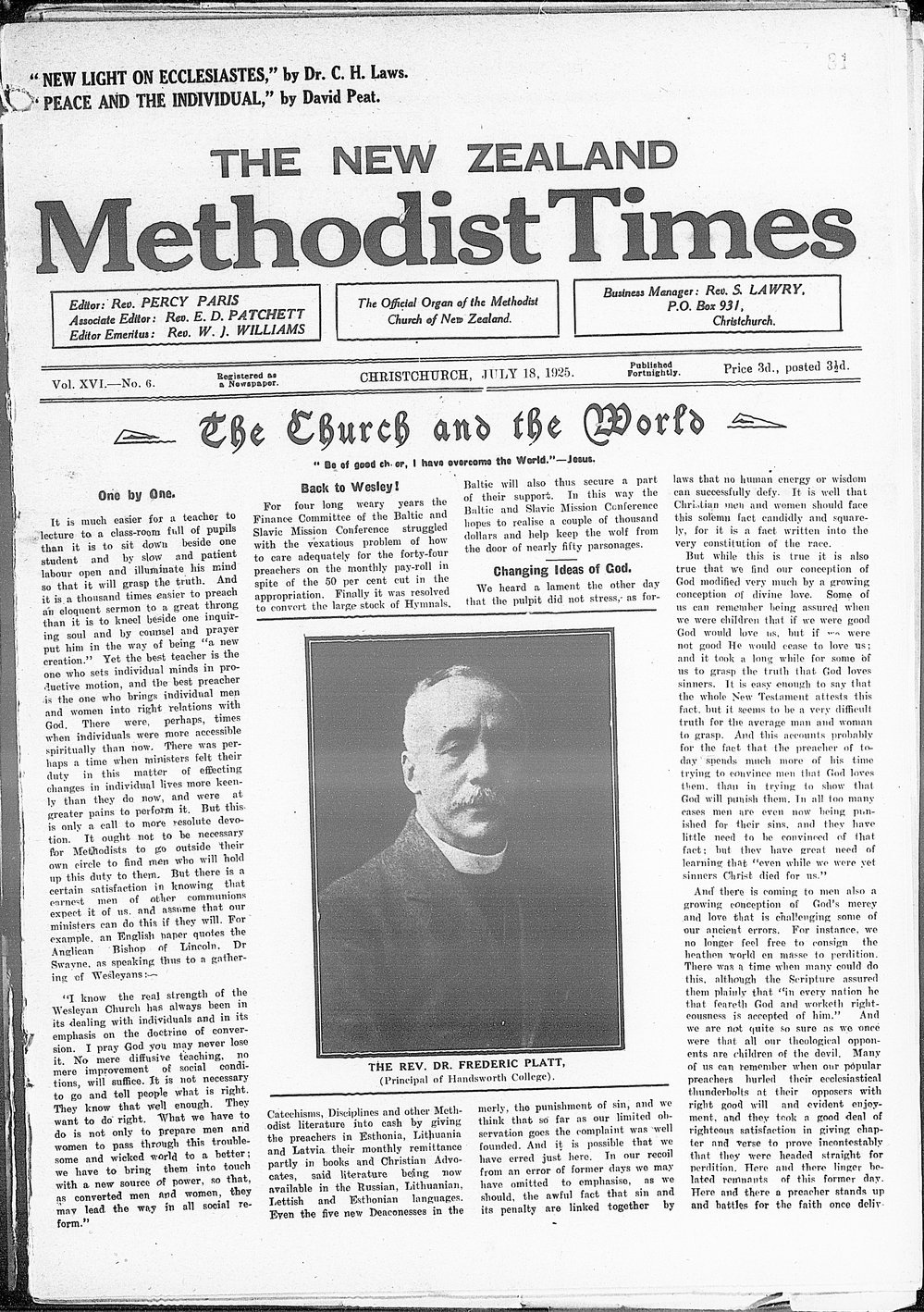 The New Zealand Methodist Times: 18th July 1925