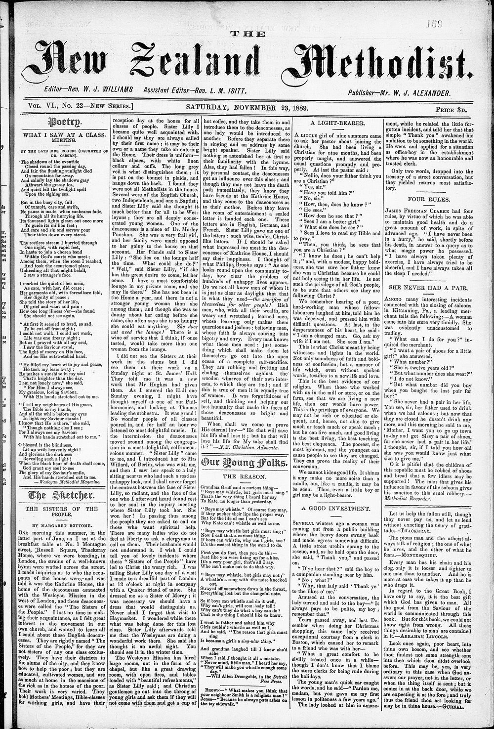 The New Zealand Methodist Times: 23rd November 1889