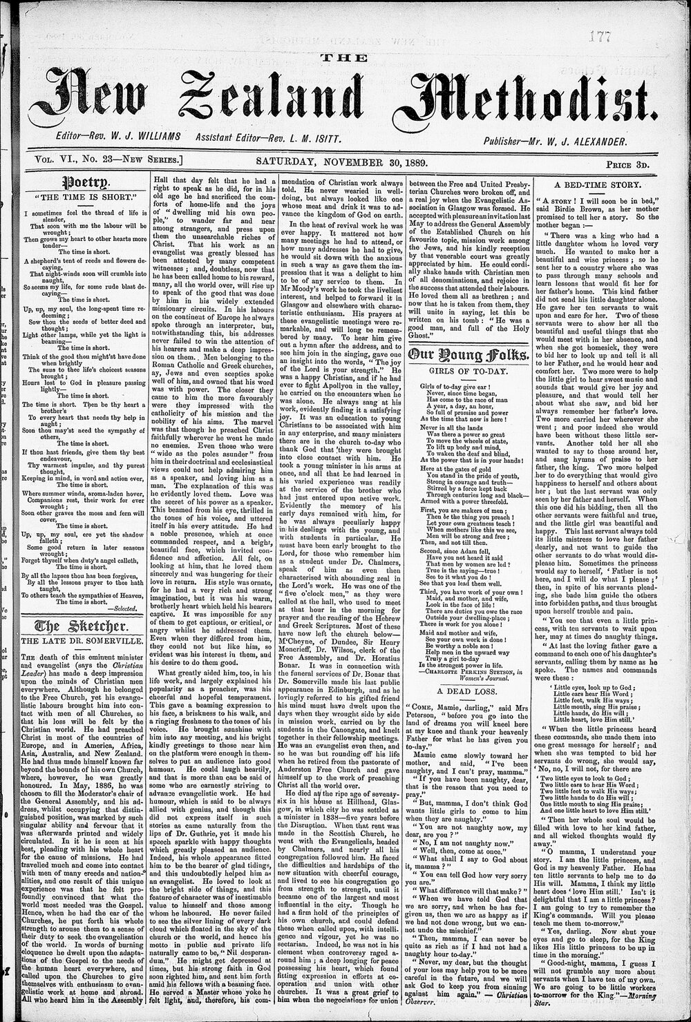 The New Zealand Methodist Times: 30th November 1889