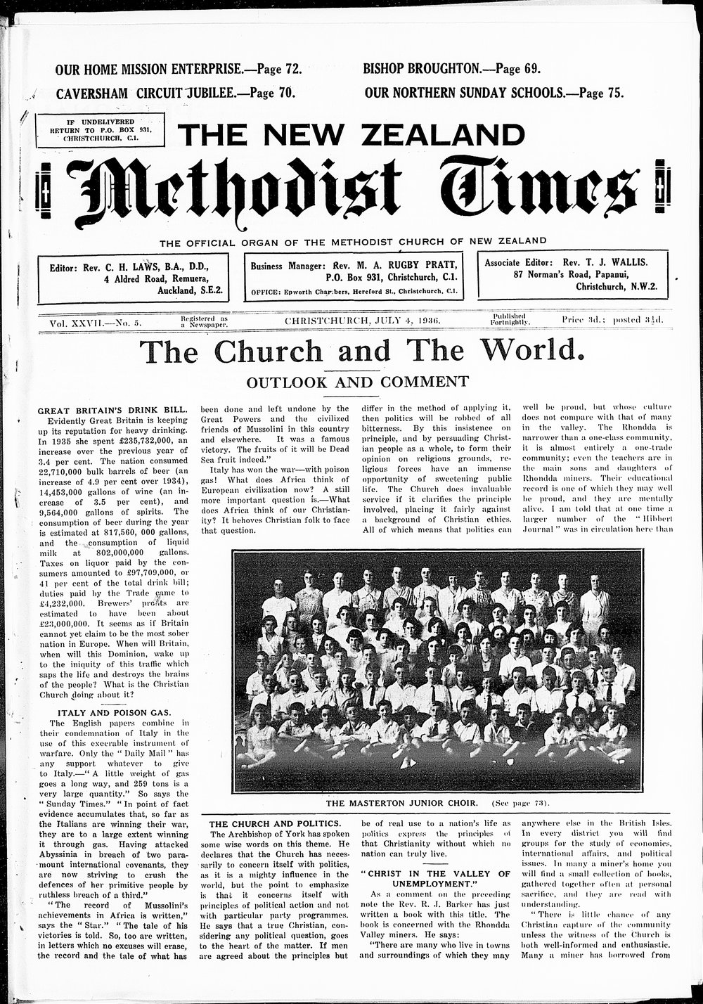 The New Zealand Methodist Times: 4th July 1936