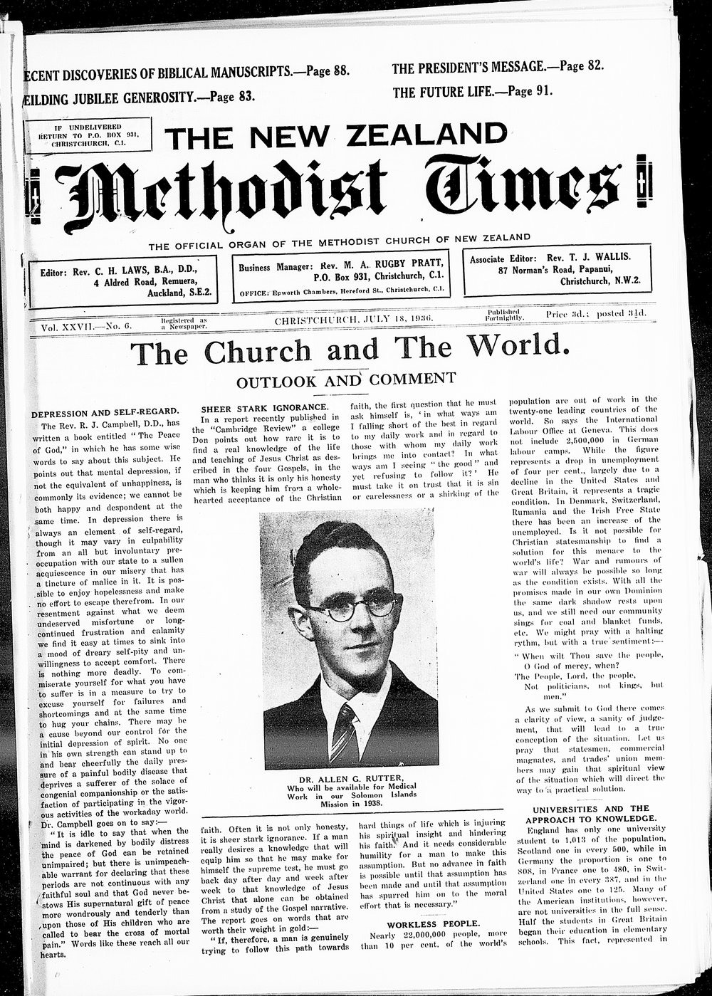 The New Zealand Methodist Times: 18th July 1936