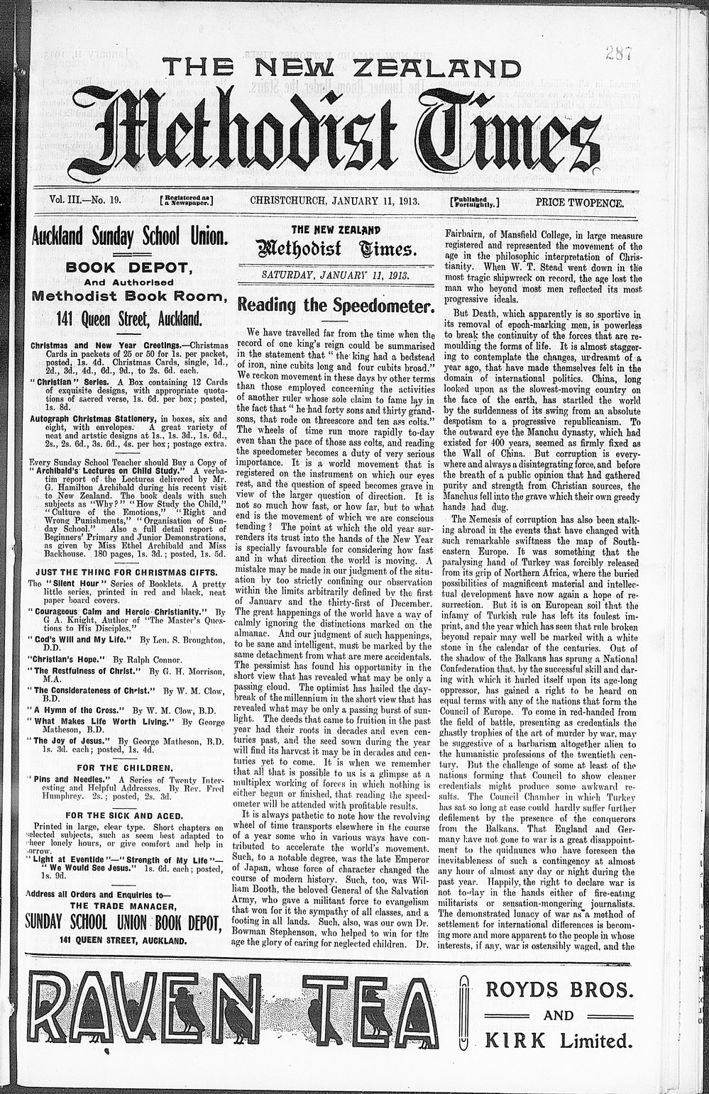 The New Zealand Methodist Times: 11th January 1913