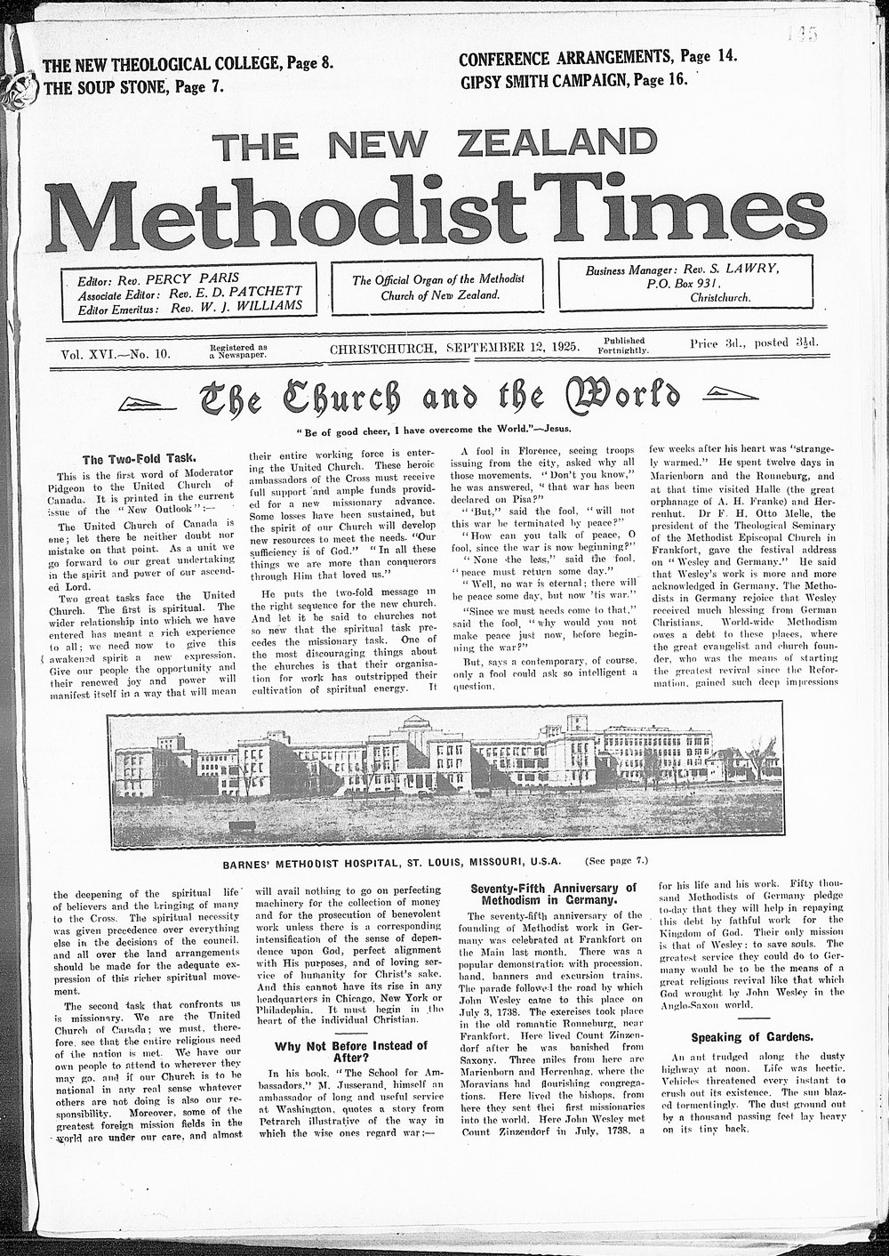 The New Zealand Methodist Times: 12th September 1925