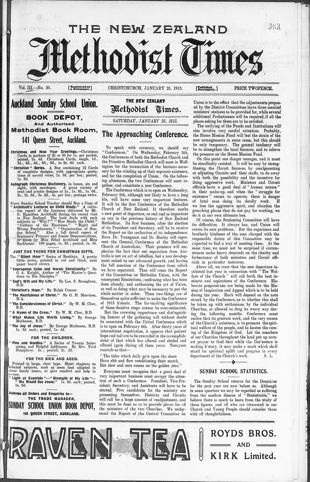 The New Zealand Methodist Times: 25th January 1913