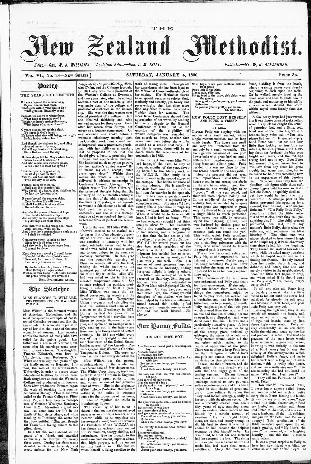 The New Zealand Methodist Times: 4th January 1890