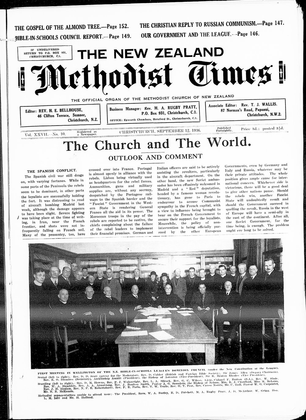 The New Zealand Methodist Times: 12th September 1936